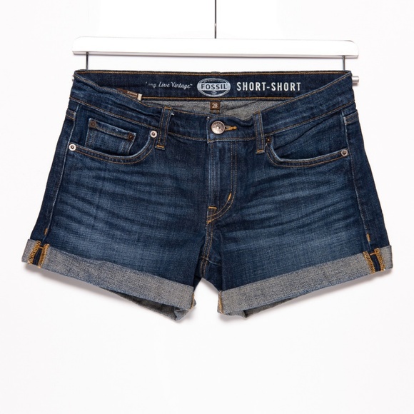 Fossil Long Live Denim Cuffed Jean Shorts - Picture 1 of 6